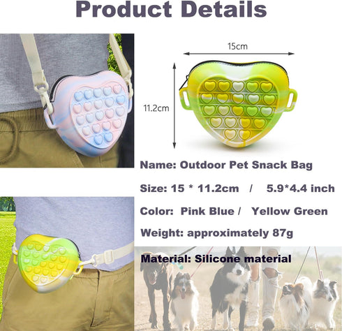 2PCS Silicone Dog Treat Pouch, Dog Training Treat Pouch for Leash, Small Dog Training Bag with Waist Belt and Waist Clip, Pet Walking Bag for Dog ...