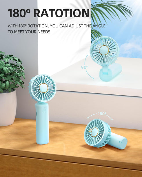 FrSara Portable Handheld Fan, Neck Fan, Mini Desk Fan, Multi-Function Fan, 2000mAh Ultra-Long Battery Life, Ultra-Quiet, 3-Speed Visual Adjustment...
