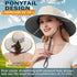 EINSKEY Women's Ponytail Sun Hat, Packable Wide Brim Large Head Bucket Hat for Fishing Hiking Gardening Safari Beach Pool...