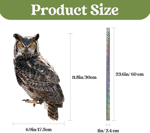 Owls to Keep Birds Away, Bird Scare Devices Cardboard, Owl Bird Scarers, Bird Control, Fake Owls with Reflective Tape, Plastic Owls, 3PCS Hanging ...
