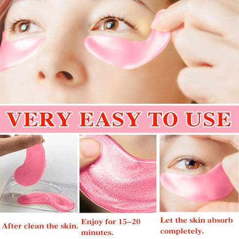 Eye Mask 60 pcs,Pink Collagen Under Eye Patches,Puffy Eyes and Dark Circles Treatments,Improve Reduce Under Eye Bags Smooth Wrinkles and Lighthen ...
