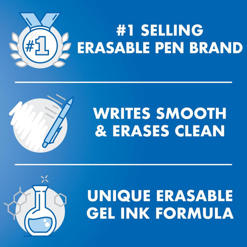 PILOT FriXion Ball 3 Erasable Gel Ink Pen, Extra Fine Point (0.5mm), Black/Blue/Red Ink, Single Pen Plus 3 Refills (14225)...