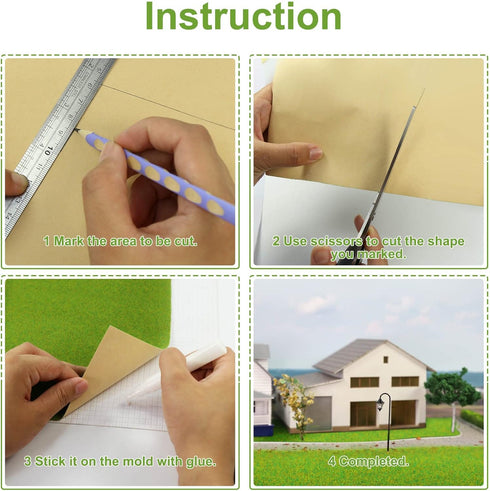 Artificial Model Grass Mat Trains Grass Green 40x200cm or 15.7‘’ x 78'' for Decoration Kids Craft Scenery Model DIY CP2138 (Grass Green)...