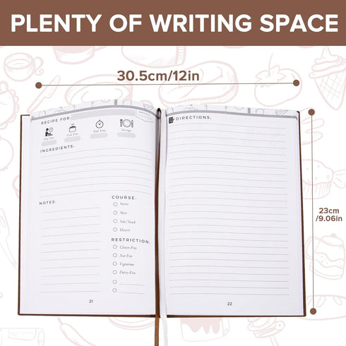 Elegant Hard Cover Recipe Journal – Blank Recipe Book for Personal Culinary Creations – Perfect Cookbook for Organizing and Writing Your Own Recip...