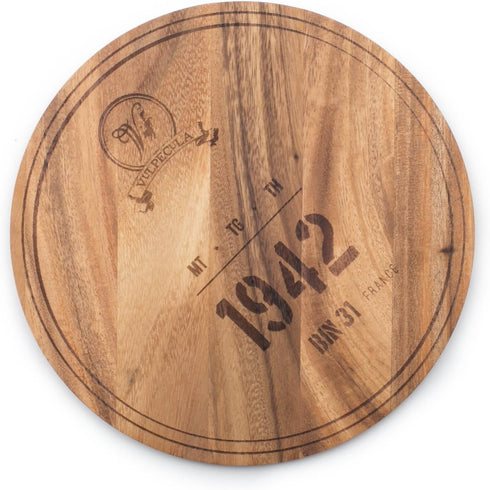 Ironwood Gourmet Engraved, 0.5 x 9 x 9 inches, Multi-Use Circle Serving Board: 1942 Wine Barrel (28445E336)...