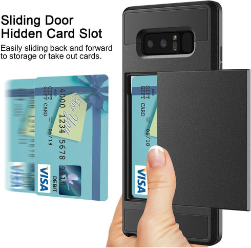Vofolen Upgraded Case for Galaxy Note 8 Case Wallet Card Holder Slot Dual Layer Hybrid Cover Shockproof Anti-Scratch Protective Hard Shell Tough B...
