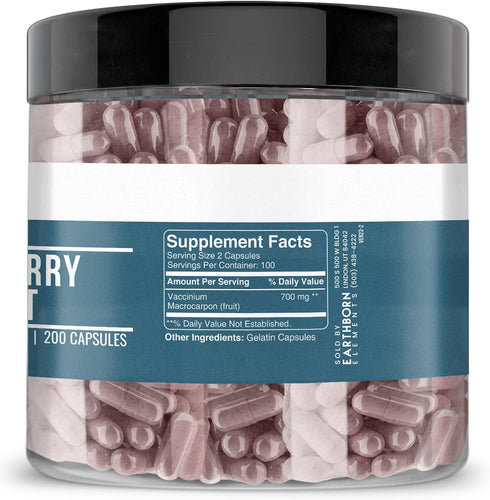 Earthborn Elements Cranberry Extract 200 Capsules, Pure & Undiluted, No Additives...