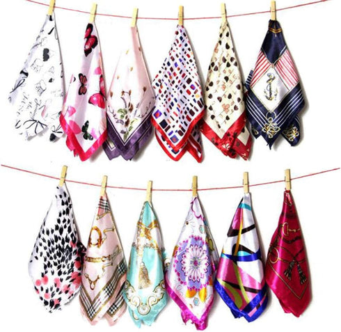 10PCS Silk Feeling Satin HeadScarf Neck Hair Small Square Scarf Color Random...