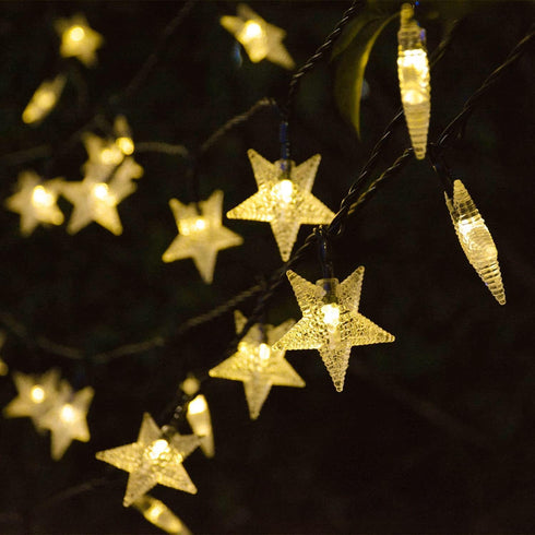 Solar String Lights Outdoor, Solar Powered Star String Lights, 30ft 50LED 8 Modes Waterproof Christmas String Lights for Gardens Patio Landscape X...