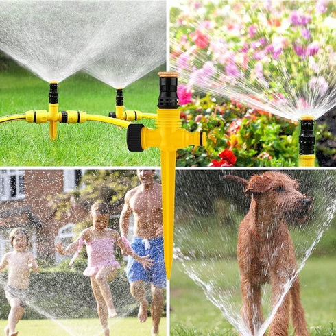 TINGMEI Upgraded Rotation Auto Irrigation System Sprinkler, 360° Adjustable Garden Sprinkler with 1/2 inch Quick connectors, Water Sprinkler for L...