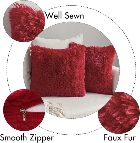 MIULEE Pack of 2 Luxury Faux Fur Throw Pillow Cover Deluxe Winter Decorative Plush Pillow Case Cushion Cover Shell for Sofa Bedroom Car 18x18 Inch...
