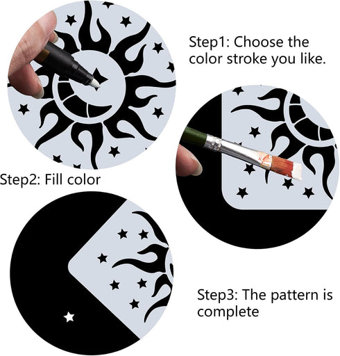 GORGECRAFT Large Sun and Moon Stencils 12x12 Inch Reusable Star Stencil Template Signs Home Wall Decor for Painting on Wood Wall Scrapbook Card Fl...