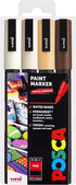 Uni POSCA - PC-3M Art Paint Markers - Set of 4 - In Plastic Wallet - Warm Neutrals Tones...
