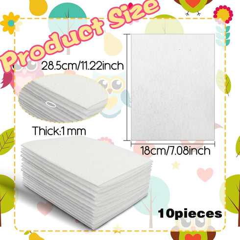 Felt Sheets Fabric, 7" x 11" Felt Fabric for Crafts 10Pcs Halloween Christmas Fabric Fall Felt for DIY and Sewing Projects (White)...