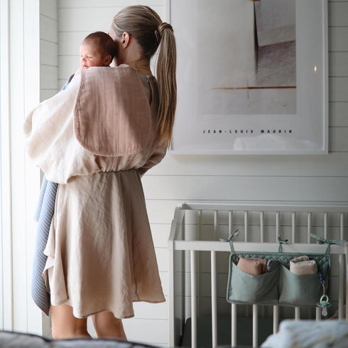 mushie Muslin Baby Burp Cloths | 100% Organic Cotton, Set of 2 (Natural/Fog)...