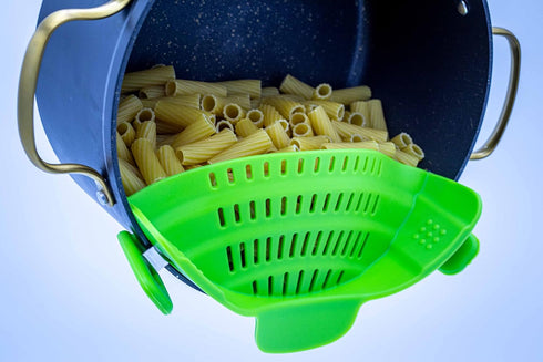 Adjustable Snap On Strainer for Pots, Pans, & Bowls - Food Grade Silicone and Heat Resistant Clip Colander Straining Pasta, Fruits, Vegetables, Li...