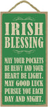 SJT ENTERPRISES, INC. Irish Blessing: May Your Pockets be Heavy and Your Heart be Light 5" x 10" Wood Sign Plaque (SJT94242)...
