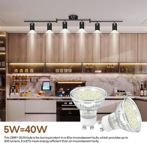 GU10 Dimmable Track Lighting LED Bulbs 40W Equivalent, 5W 5000K Bright Daylight White, LED Bulb Replacement for Recessed, 400LM, 6 Packs...