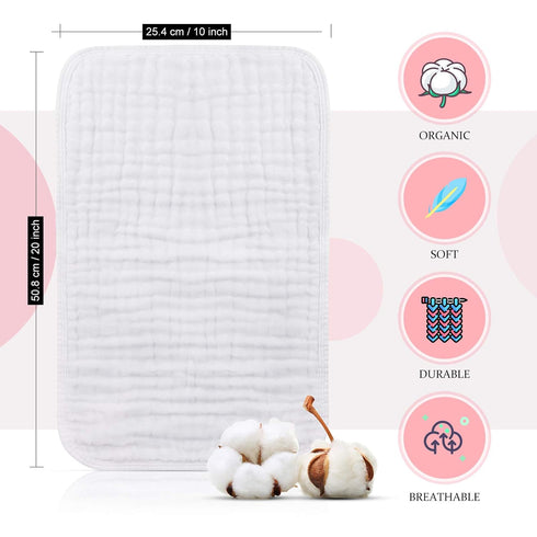 Hicarer 6 Count Muslin Burp Cloths Cotton Baby Burping Rags Large 20 x 10 Inch 6 Layers Spit up Rags Soft Absorbent Multicolor Wash Cloths Diapers...