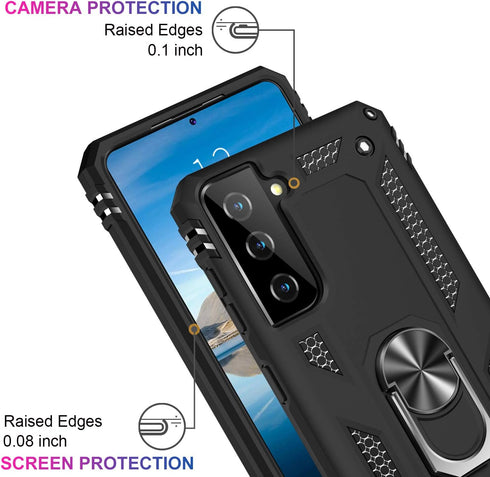 IKAZZ for Galaxy S21 Case,Military Grade Shockproof Heavy Duty Protective Phone Cover Pass 16ft Drop Test with Magnetic Kickstand Car Mount Holder...