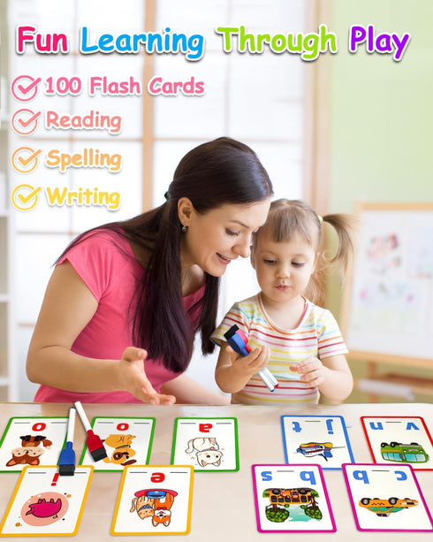Montessori Educational Toys Gifts for 3 4 5 6 Year Old Kids, CVC Word Writing & Spelling Flash Cards, Preschool Learning Toddler Activities, Kinde...