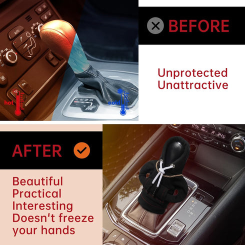 Car Gear Shift Hoodie, Funny Mini Hoodie Car Decor, Winter Warm Universal Fit Shift Knob Cover, Automotive Interior Decoration Accessories Gift (B...