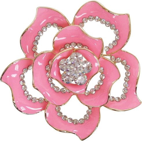 Navachi 18k Gold Plated Crystal Rose Flower Enamel Brooch pins...