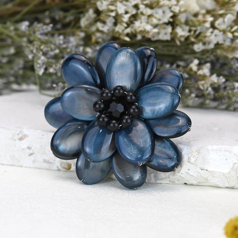AeraVida Elegant Gray Lotus Mother of Pearl Floral Pin or Brooch | Lotus Jewelry for Women | Floral Brooches...