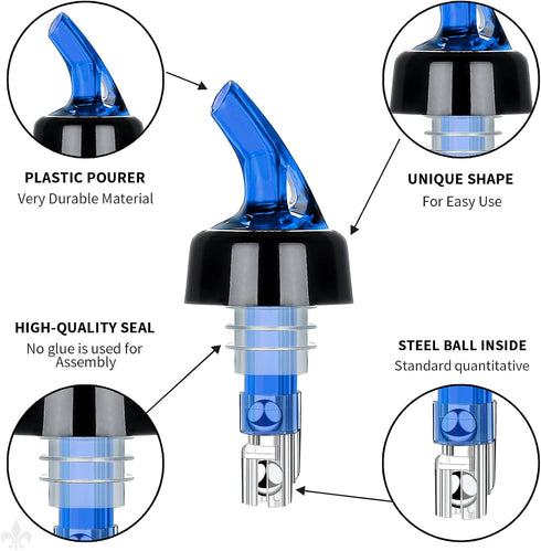 Liquor Bottle Pourers 1oz Set of 12 Measured Bottle Spirits Alcohol Pourers Automatic Measuring Wine Spouts Drink Liquor Measure Pourer for Cockta...