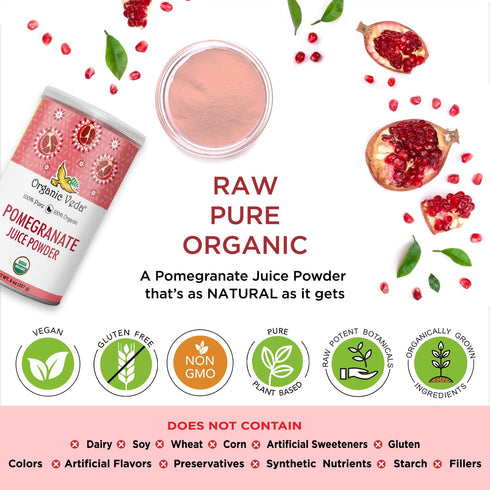 Organic Veda Pomegranate Juice Powder - Pomegranate Extract Rich in Vitamin C, Folate & Potassium - Concentrate for Salad, Yogurt, Ice Cream - Veg...