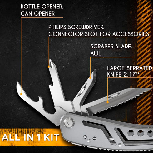 Multitool 24-in-1 with Mini Tools Knife Pliers and 11 Bits - Multi Tool All in One Multi Function Gear for Men Best Multi-tool Kit for Work EDC Ca...
