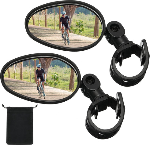 Hestya Bike Mirror 360 Degree Adjustable Safe Rotatable Handlebar Mirror Bicycle Mirror Cycling Rear View Mirror Shockproof Acrylic Convex Mirror ...