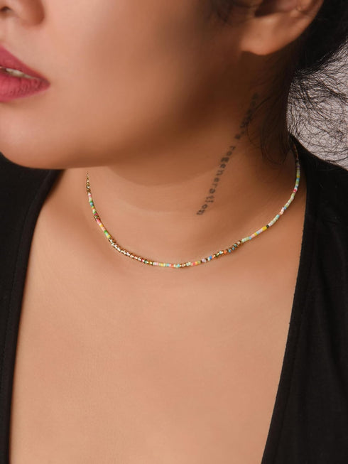Sacina Boho Trendy Colorful Beaded Choker Necklace, Hippie Necklace, Summer Necklace, Beach Necklace, Y2k Necklace, Christmas Jewelry Gift for Wom...