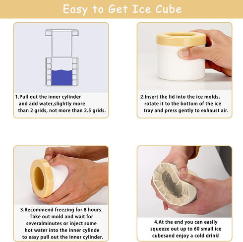 Mini Ice Cubes Maker, Decompress Ice Lattice,Cylinder 3D Silicone Ice Lattice Molding Ice Maker,Holds to 60 Ice Cubes Portable Ice Trays for Freez...