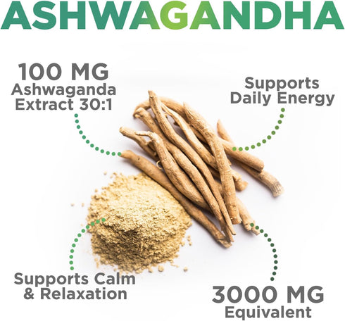 Ashwagandha Gummies for Women & Men, 3000mg Equivalent, Vegan, Plant Based, Non-GMO, Gluten-Free & Gelatin Free, Ashwagandha Supplement for Natura...