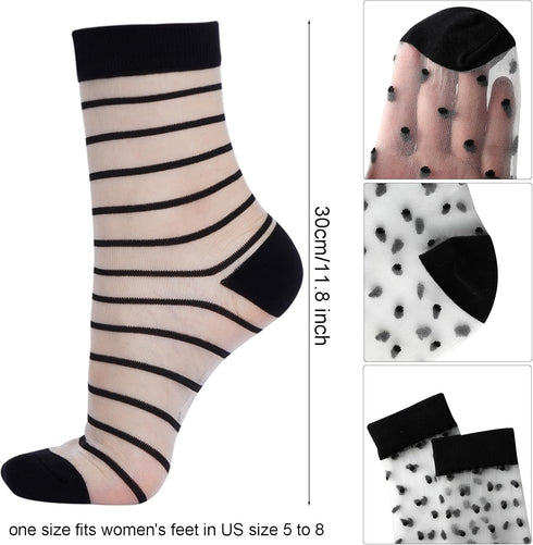 5 Pairs Sheer Socks for Women Black Mesh Ankle Socks Thin Fishnet See Through Socks Summer Casual Crew Socks...