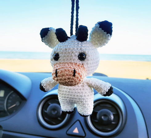 Crochet Cow Keychain, Bag ornament. Bag Hanging Decor....
