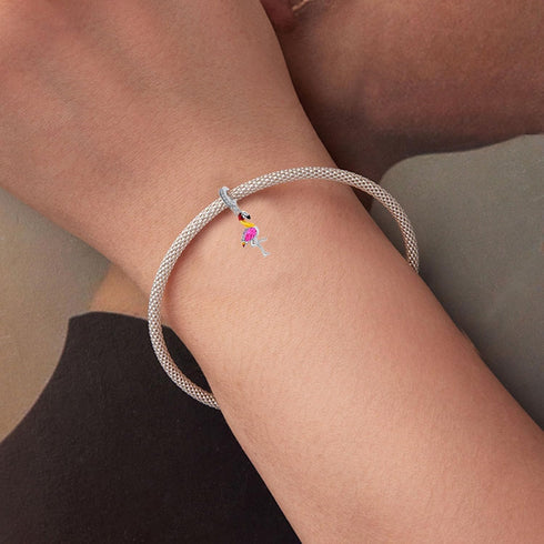 Flamingo Charm 925 Sterling Silver Bird Pendant Lucky Animal Bead for Pandora Charms Bracelet-Gift for Anniversary Birthday Christmas Day...