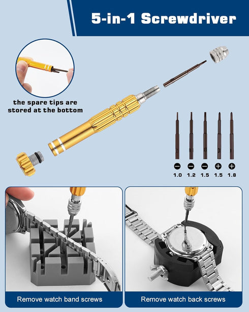 Vastar Watch Repair Kit, Watch Battery Replacement Tool Kit, Watch Link Removal Tool Kit, Watch Band Link Pin Tool Set with Carrying Case...