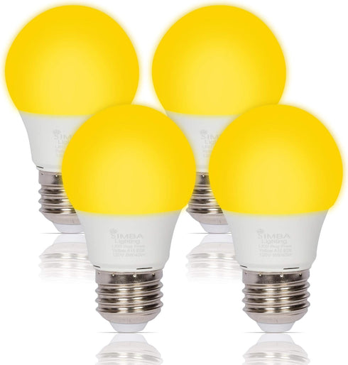 Simba Lighting LED Bug Non-Attracting Yellow Bulb 5W 40W Equivalent (4 Pack), Great for Outdoor Porch Light, Patio, Security, Night Light, Amber W...