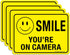 (4 Pack) Faittoo Smile You're On Camera Sign, 10x7 Reflective Rust Free .40 Aluminum, UV Protected, Weather Resistant, Durable Ink, Indoor & Outdo...