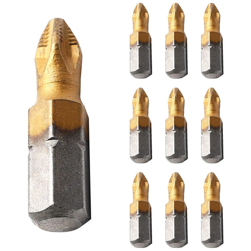 10Pcs PH2 Anti Slip Screwdriver Bit Set,1/4 Inch Hex 25mm Length Titanium Magnetic Drill Bits Set for Electric Screwdriver Impact Drill...