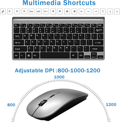 Wireless Keyboard and Mouse Combo, Compact Quiet Wireless Keyboard and Mouse Set 2.4G Ultra-Thin Sleek Design for Windows, Computer, Desktop, PC, ...