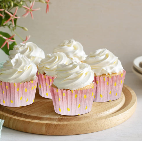 Funtery 300 Count Pink Cupcake Liners Pink Gold Bridal Shower Cupcake Wrappers Cupcake Wrappers Decorations Paper Cupcake Liners for Baking Baby B...