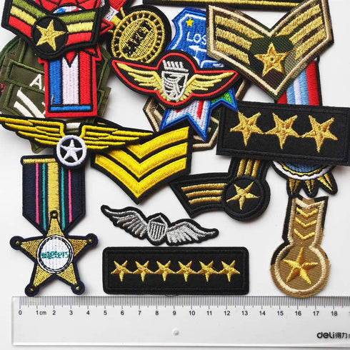 Mo Sheng Accessory 20pcs DIY Medal Epaulet Soldier Badges Patches Embroidery Mix Patterns Iron On/Sew On Applique for Clothes Backpacks T-Shirt Je...