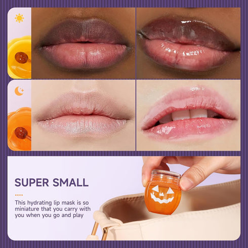 Pumpkin Honey Lip Mask Day Overnight Lip Care Mud Cream Moisturizing Firming Nutritional Supplements Reducing Wrinkles Lip Balm for Women Man Dail...