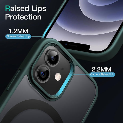 JETech Magnetic Case for iPhone 12/12 Pro 6.1-Inch Compatible with MagSafe, Translucent Matte Back Slim Shockproof Phone Cover (Dark Green)...