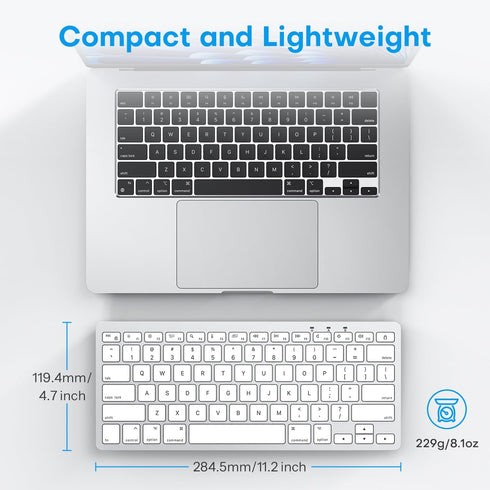 OMOTON Wired Keyboard for Mac with Dual Interface, Comfortable Typing Angle & Stable Connection, Compatible with MacBook, iMac, Mac Mini, PC-White...