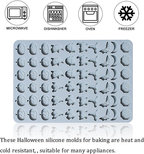 Halloween Silicone Mold 2 Packs Pumpkin Ghost Candy Molds Silicone Mini Silicone Molds for Halloween Baking Candy Chocolate Cookie Jelly...