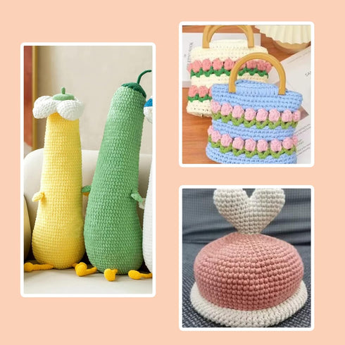 Yarn for Crocheting, Crochet Yarn, Easy yarn, Beginners Yarn for Crocheting with Easy-to-See Stitches, Stitch Marker, and Elbow Needle Cotton Yarn...